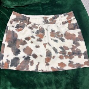 Sincerely Jules Animal Print Mini Skirt - Cream, Brown, Black